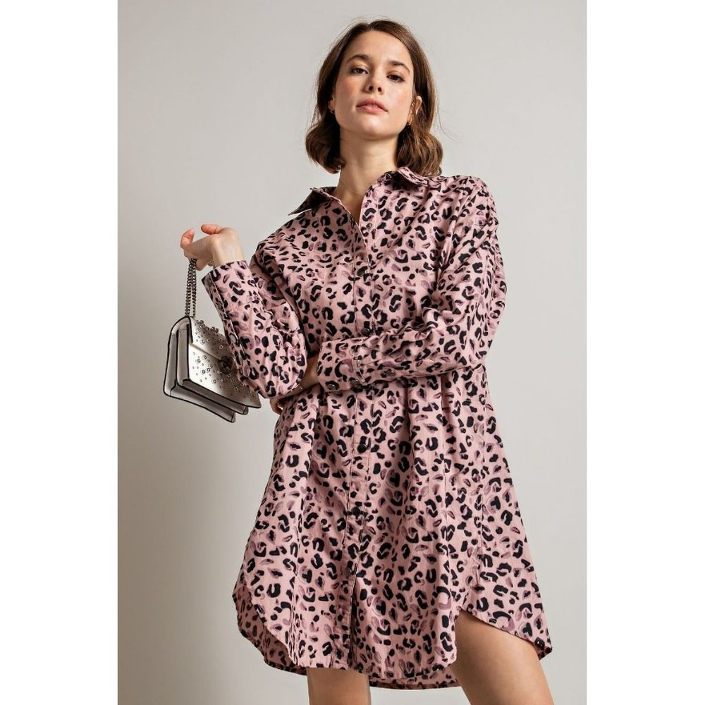 Easel Pink and Black Oversized Button Down Shirt